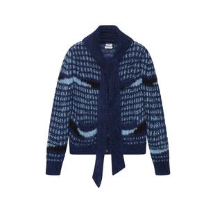 immi X LOOKNOW2025冬季新品渐变马海毛系领针织毛衣设计感女