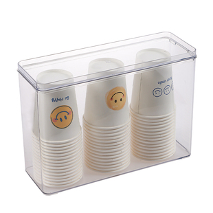 一次性杯子收纳盒桌面茶几纸杯架取杯器防尘茶杯存放盒水杯置物架