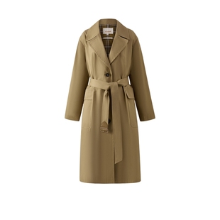 【100%棉】Eland衣恋风衣女气质翻领长款大衣2025冬季新款