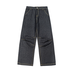 GOGOSOON春秋新款牛仔裤男款直筒原牛420g美式复古原牛长裤子潮