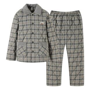 秋冬款睡衣男加厚保暖夹棉梭织纯棉加绒里料高级感男装家居服冬季