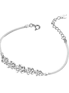 足银990锆石百合花手链