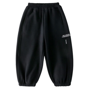 男童加绒裤子运动裤卫裤2025秋冬新款儿童加厚保暖一体绒休闲长裤