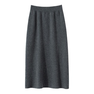 25年秋冬新款100%山羊绒半身裙女中长款直筒显瘦针织四平空气层裙