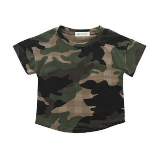 男童迷彩T恤小童套装宝宝纯棉短袖军训演出服儿童装潮款半袖上衣