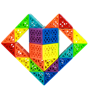 彩虹镂空百变魔尺24段儿童益智力玩具36旋转教程变形48幼儿园72色