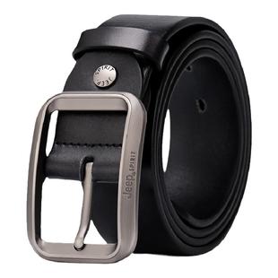 JEEP官方正品男士牛皮皮带日字针扣男腰带吉普户外休闲皮带潮
