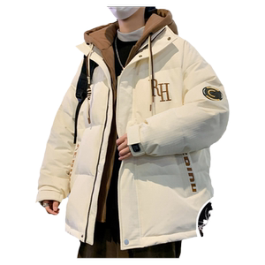 假两件羽绒服男冬季加厚潮牌鸭绒外套男连帽宽松休闲青少年防寒服