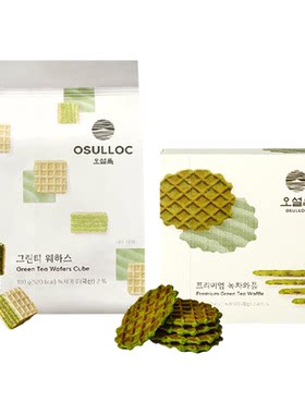 韩国代购OSULLOC抹茶零食济州岛浓郁抹茶华夫饼威化饼干