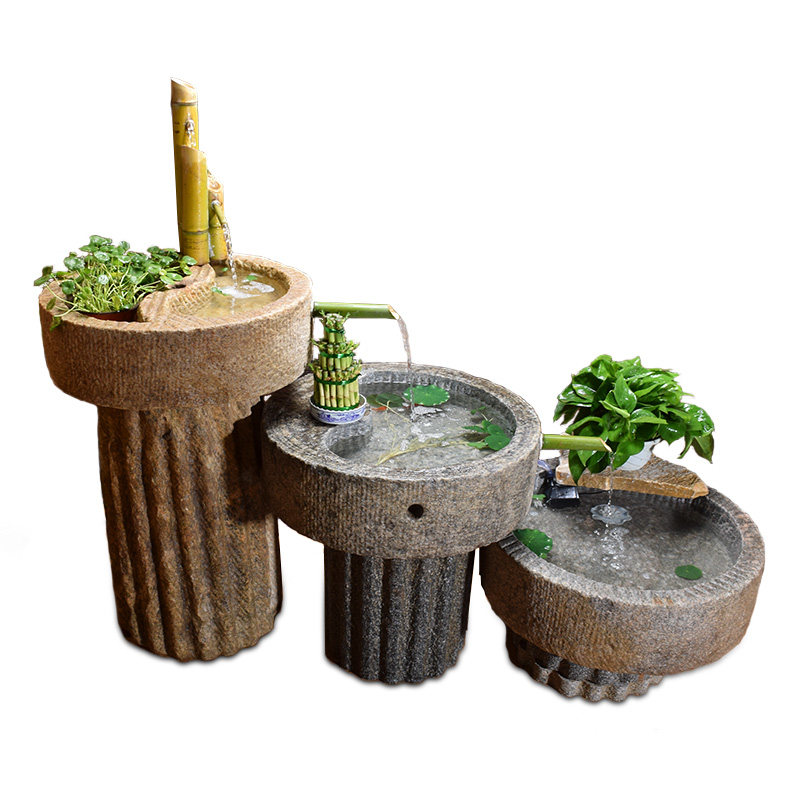 组合景观庭院阳台户外水缸旧石器