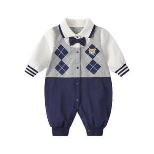 婴儿连体衣3男新生爬服春装百天衣服小男孩春季6个月宝宝哈衣春秋
