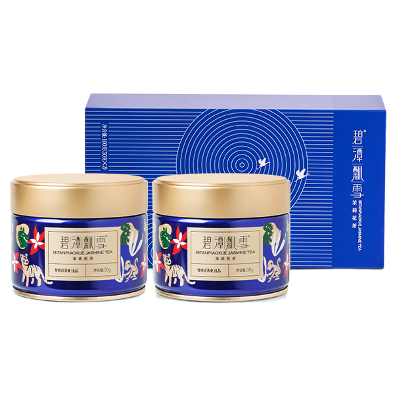 碧潭飄雪茉莉花茶特級茶葉禮盒裝送禮四川飄雪茉莉花茶伴手禮100g