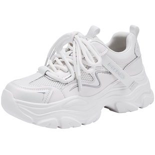 热风厚底老爹鞋女款2025年冬季新款银色运动休闲鞋增高跑步女鞋子