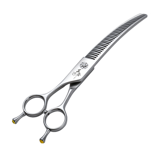 玄鸟左手王者弯自然3D弯鱼骨剪70%下毛量专业宠物剪刀美容师店用