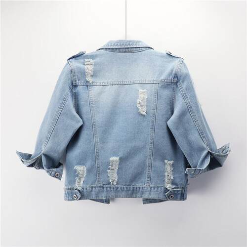E 49219 Ripped Denim Short Jacket 破洞牛仔短款外套跨境外