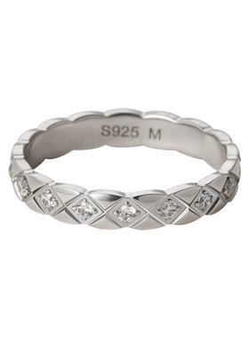 素图简约爆闪菱格戒指百搭指环女