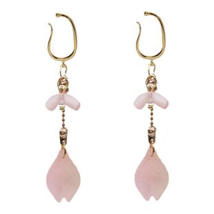 中式国潮风ins唯美樱花瓣耳挂女无耳洞耳环925耳骨夹修脸气质耳饰