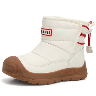 泰兰尼斯冬季新款儿童雪地靴男童毛绒鞋舒适保暖加绒女童防滑靴子