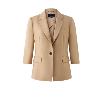 PRICH时尚职场莫代尔七分袖西装秋季新款修身弹力通勤外套女