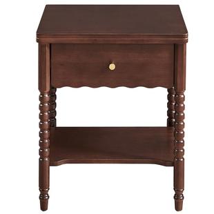 全友家居2025新款美式复古风实木床头柜卧室床边小型抽屉储物柜