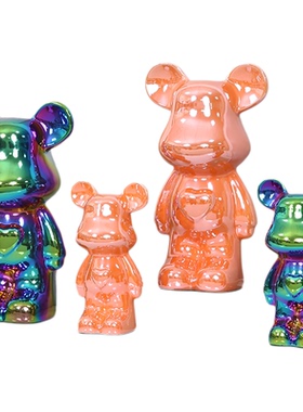 陶瓷暴力熊公仔摆件客厅玄关电视柜酒柜存钱罐家居桌面手办装饰品