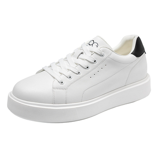 高哥增高板鞋春季新款男鞋头层牛皮麦坤小白鞋轻便内增高休闲鞋