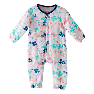 纳多果宝宝连体衣竹纤维纱布哈衣长爬服秋季空调家居服