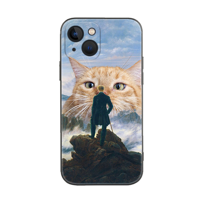 苹果iPhone16橘猫旅人艺术油画