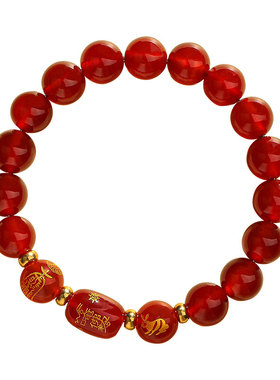 普陀山2026马年玛瑙红手链男女
