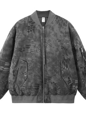 迷彩立领棉服外套蛇鳞防风保暖