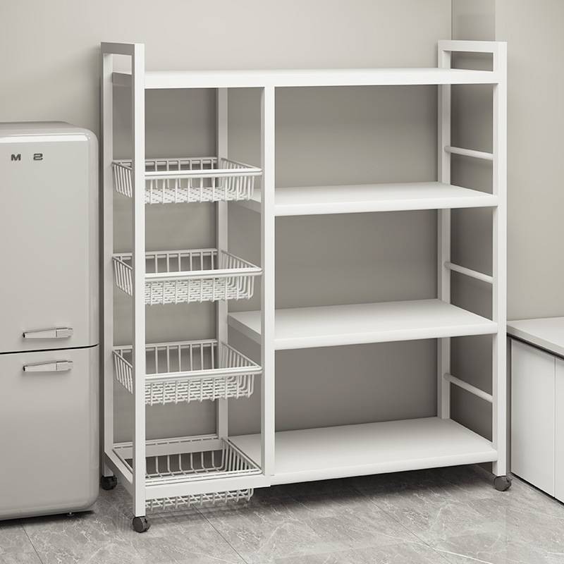 碳钢厨房置物架落地多层蔬菜篮子收纳架多功能微波炉烤箱储物架l1