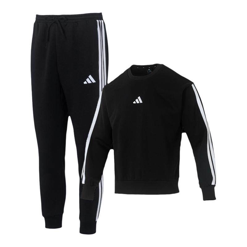 Adidas阿迪达斯加绒卫衣长裤两件套男装2026秋季款运动服跑步套装