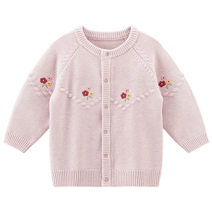 乖奇熊婴幼儿童针织小外套秋冬女宝宝毛织上衣衣外出保暖可爱毛衣