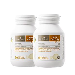 Bioisland婴幼儿VD牛乳钙软胶囊90*2瓶