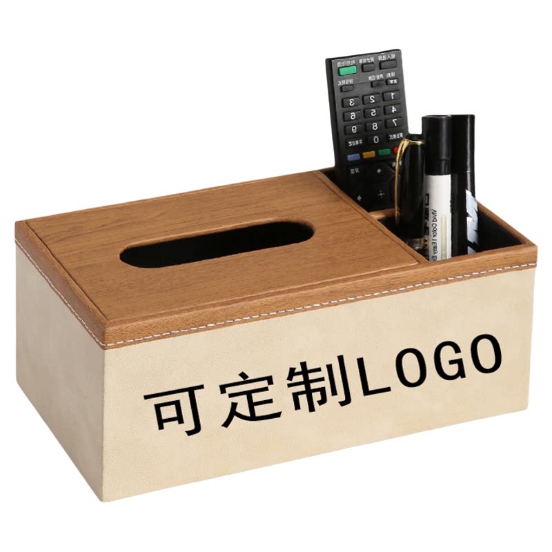纸巾盒定制抽纸皮革欧式木质简约餐厅KTV宾馆创意现代可定制logo