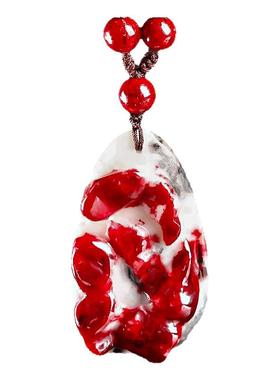 正品天然朱砂晶体葫芦吊坠