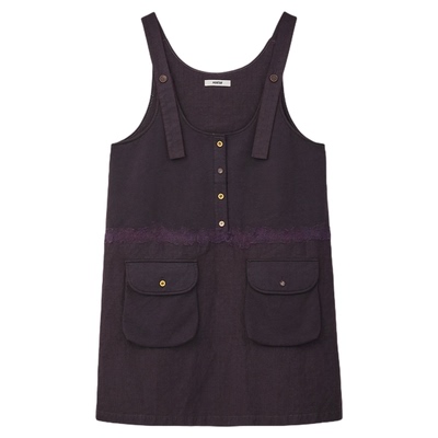 染色暗条纹手工毛毡工艺背带裙