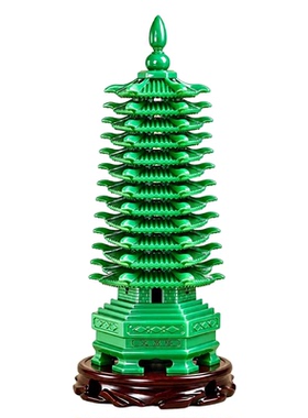 桃木绿色文昌塔木质9层13层摆件