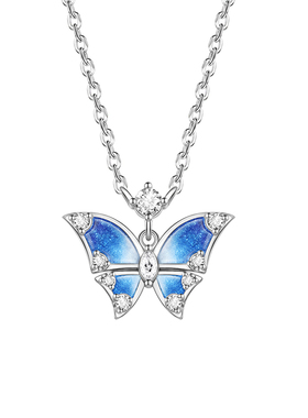 潮色绘星光蓝闪蝶项链