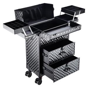 2023新款高级铝合金大号拉杆化妆箱专业跟妆师美甲纹绣收纳工具箱