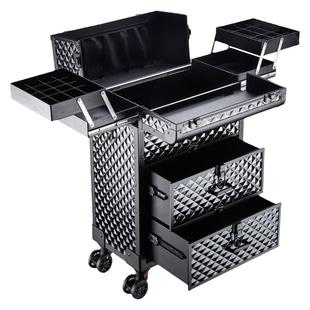 2023新款高级铝合金大号拉杆化妆箱专业跟妆师美甲纹绣收纳工具箱