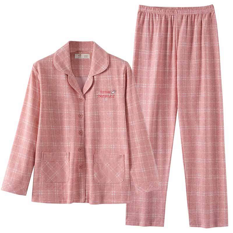 睡衣女士春秋款秋季秋装纯棉长袖家居服秋冬季薄款加大码套装