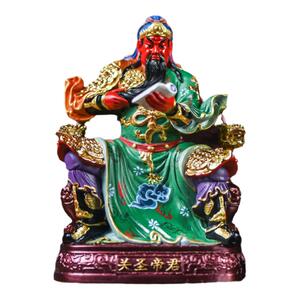 馥钰木雕招财镇宅彩绘关公装饰品