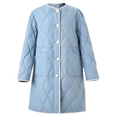 MNGATA G.宫小妍 雾霾蓝白鹅绒 百搭保暖日常中长款外套5110257