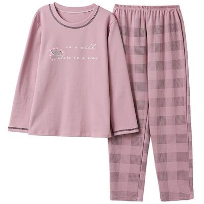 中年纯棉睡衣家居服套装妈妈长袖