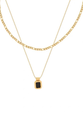 wbw双层叠戴小众设计吊坠18k链条