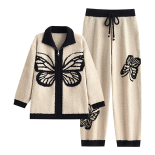 悦内半边绒睡衣女士秋冬款冬季软绵绵保暖珊瑚绒家居服可外穿出门