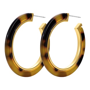 925纯银针美拉德玳瑁色豹纹耳圈复古港风小众耳环女2025新款耳饰