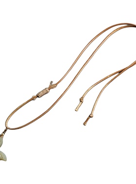 天然原石和田玉真品蝴蝶吊坠毛衣链编织款百搭项链送女生日礼物银