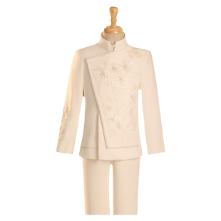 儿童西装套装中式主持人服装小礼服男童西服走秀中大童钢琴演出服